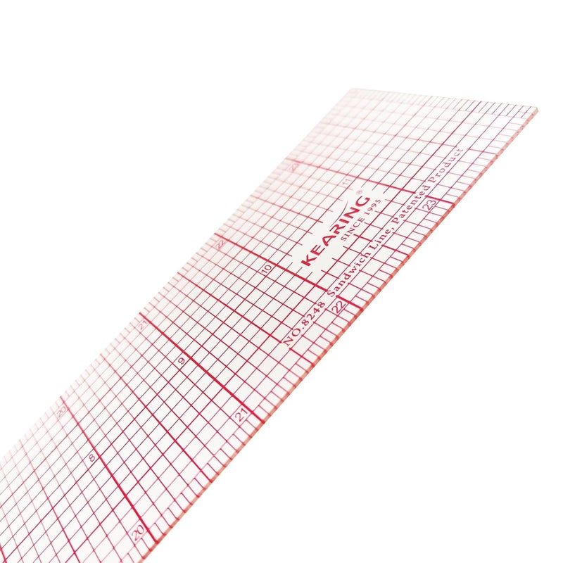 KEARING Clear Graph Fashion Design Ruler, Sandwich Line, 2 x 24, Transparent Pattern Grading Dressmaking Ruler for Sewing Quilting Design - Image 5